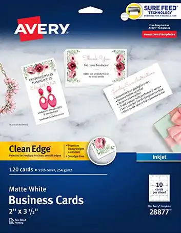 Avery Business Cards for Printing at Home with Clean Edge 