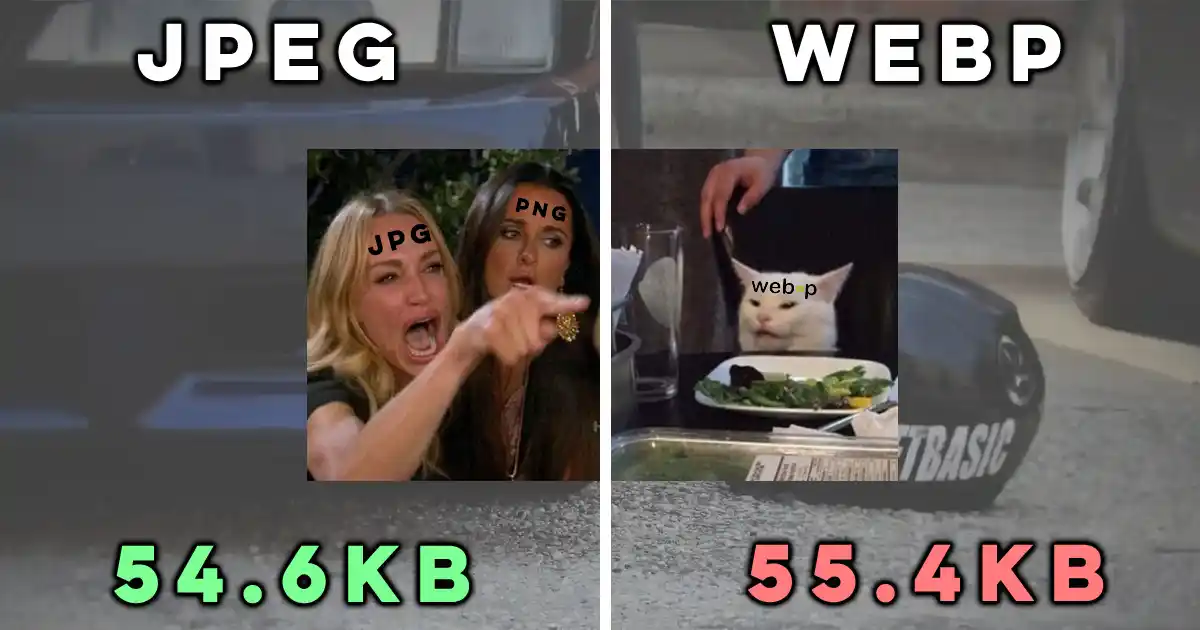 Visual comparison of jpeg vs webp
