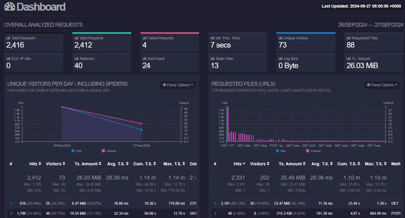 GoAccess Analytics Page Example