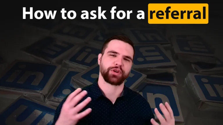 Blog cover image for a post discussing "How to ask for a referral on LinkedIn" for Software Engineers.